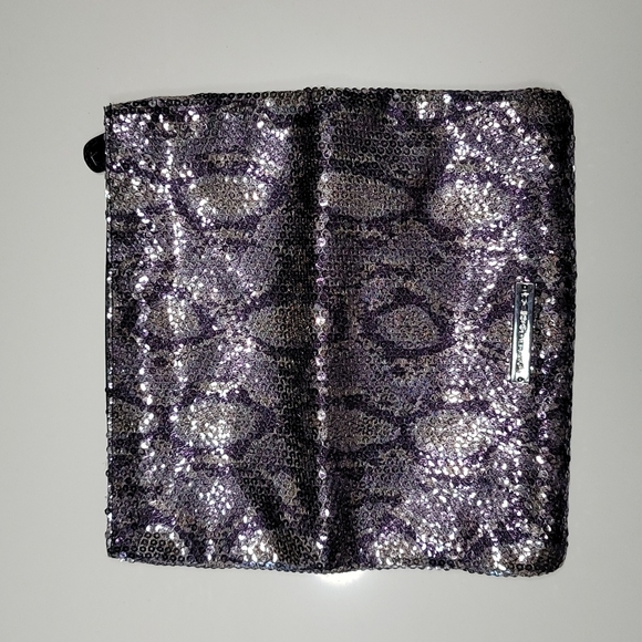 Sequin Snakeskin Print Foldover Clutch - Picture 3 of 13